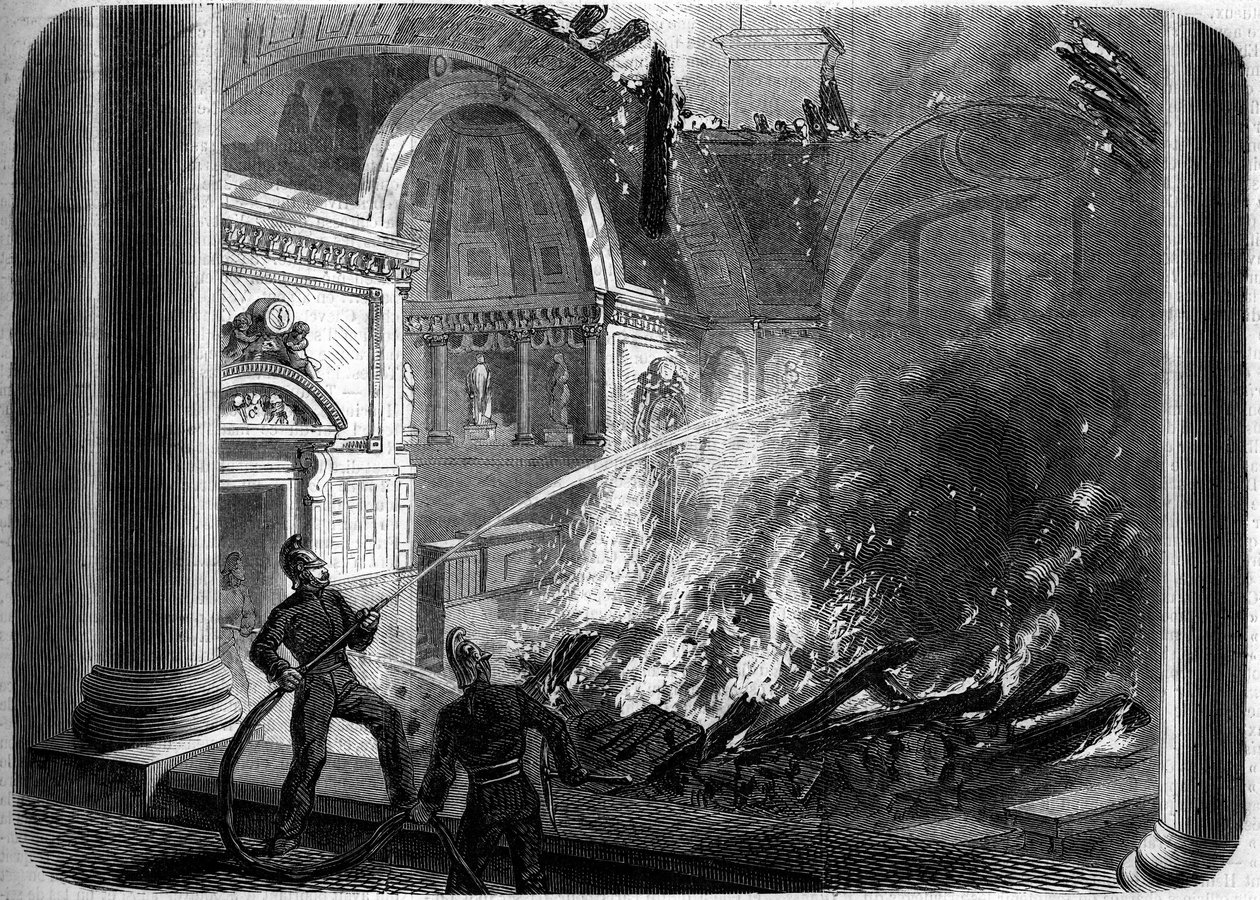 Incêndio da Câmara do Senado, Palais du Luxembourg, Paris, 27 de outubro de French School