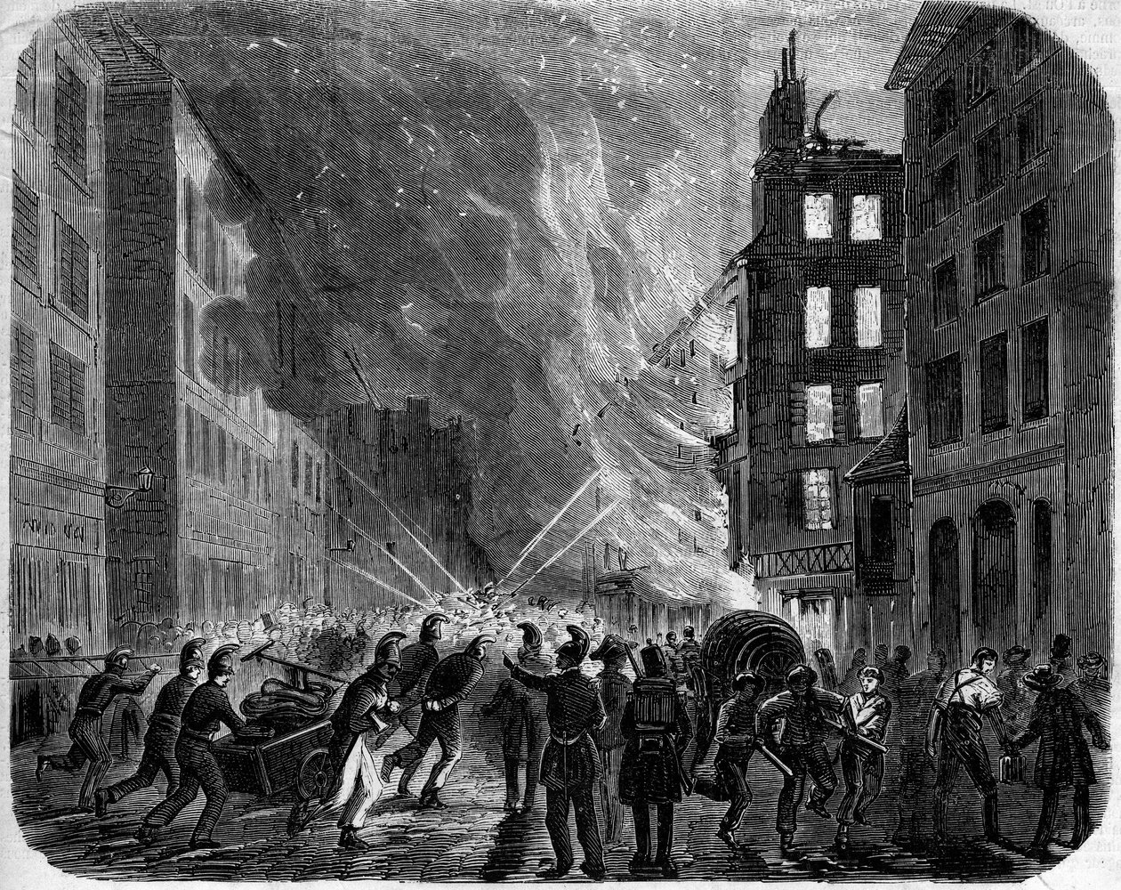 Incêndio das lojas de notícias do "Grand Conde" (Grand Conde), Paris de French School