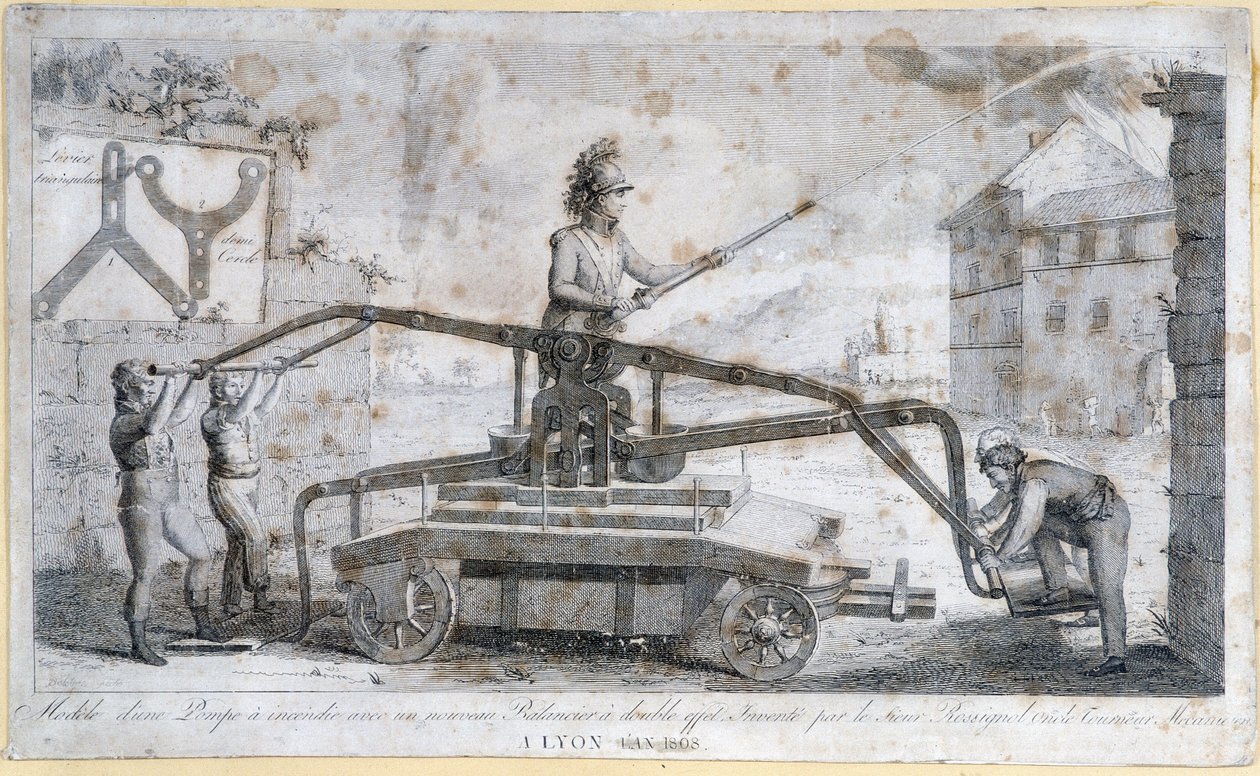 Bomba de incêndio em Lyon em 1808 de French School
