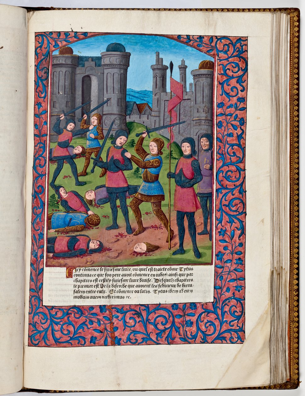 Primeira Guerra Judaico-Romana em Jerusalém, 70 d.C. (impressão colorida à mão) de French School