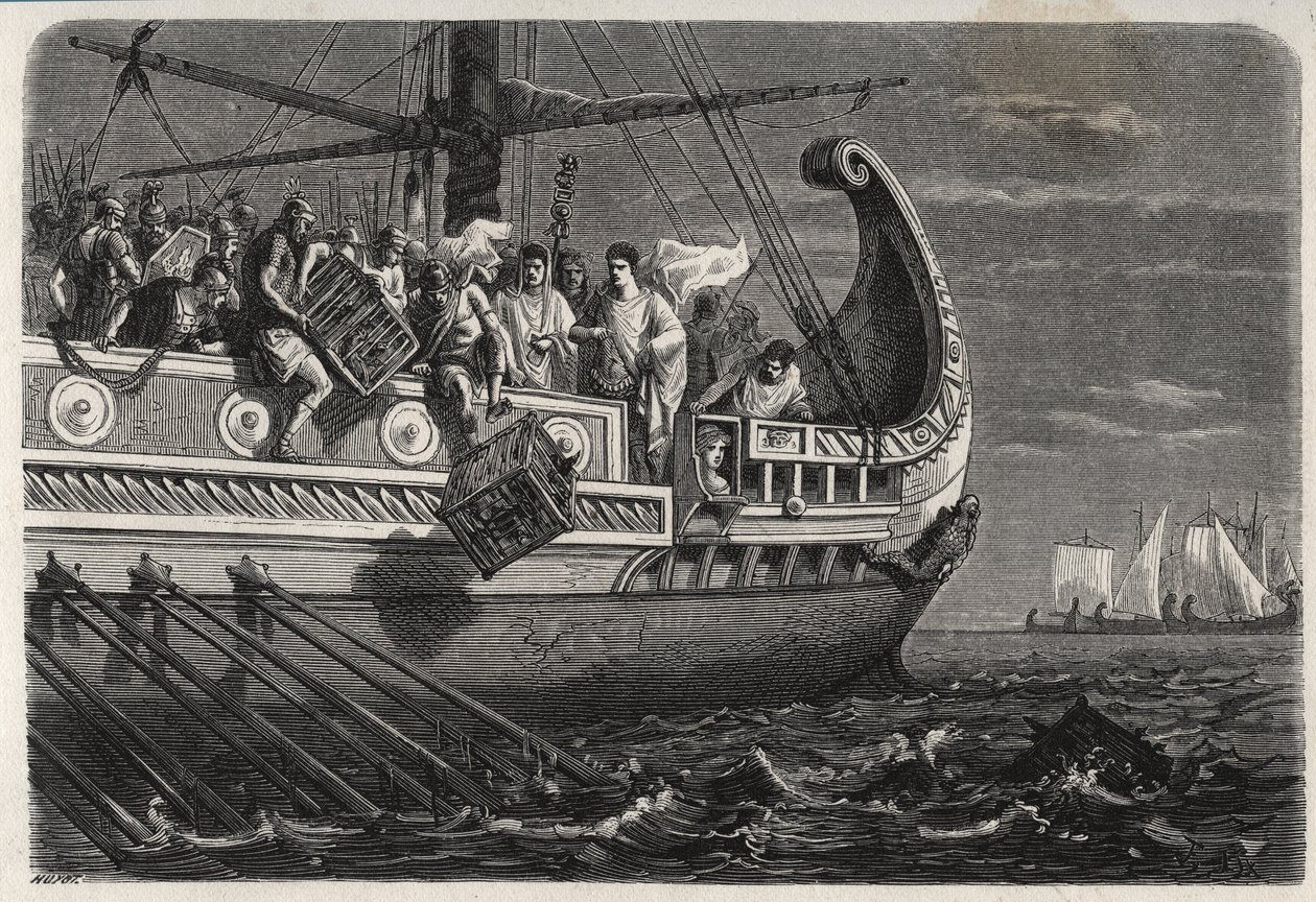 Primeira Guerra Púnica - Publius Claudius Appius Pulcher (morreu por volta de 240 AC) antes da Batalha de Drepanum (249 AC) faz galinhas sagradas lançadas ao mar - Primeira Guerra Púnica - Batalha de Drepana - Publius Claudius Appius Pulcher antes da batal de French School