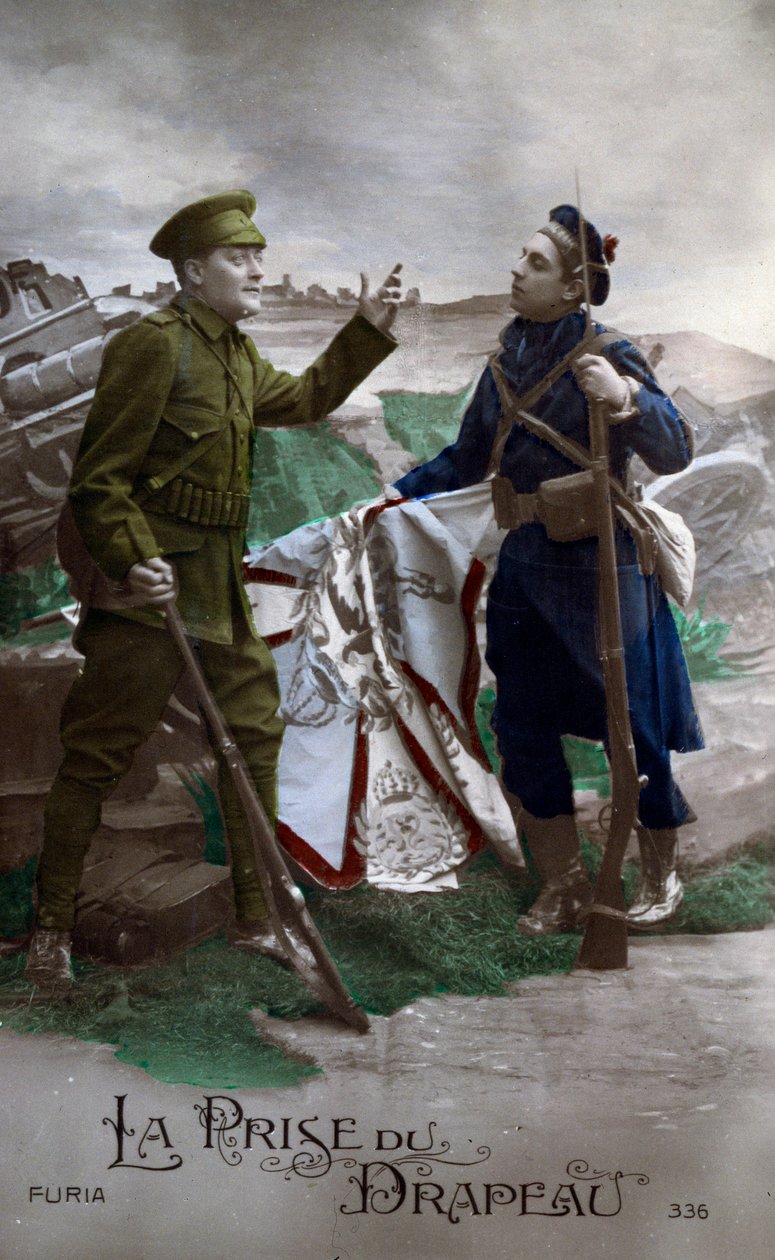 Primeira Guerra Mundial: Postal "A Bandeira" 1914 (foto) de French School