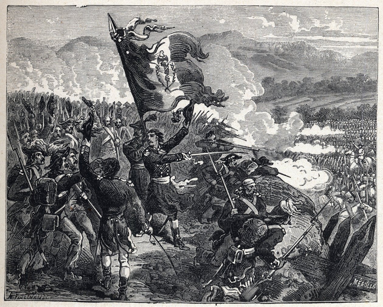 Primeira coligação: Coronel Antoine Guillaume (Antoine-Guillaume) Rampon (1759-1842) na Batalha de Montenotte, em 12 de abril de French School