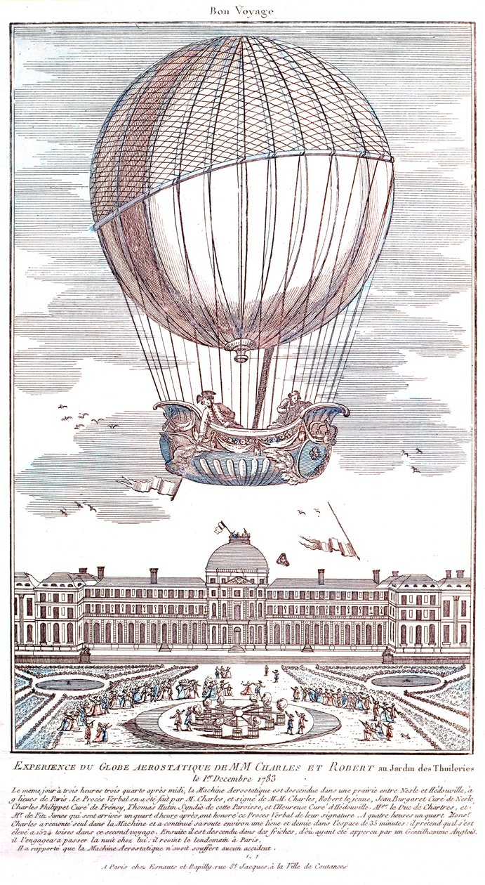 Primeiro vôo de balão de hidrogênio tripulado, 1783 de French School