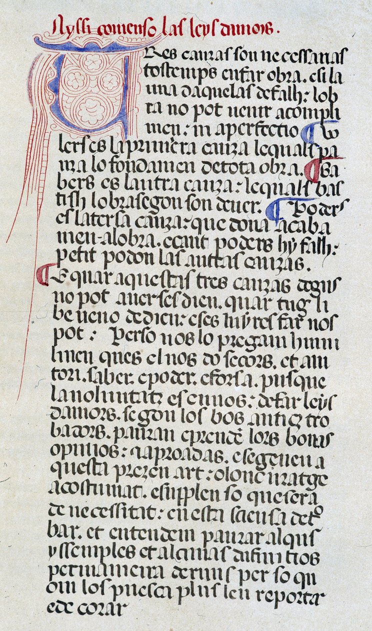 Primeira página do manuscrito da Lois d