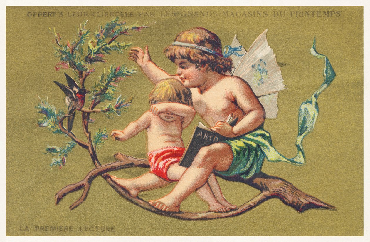 Primeira leitura, finais do século XIX (cromo) de French School
