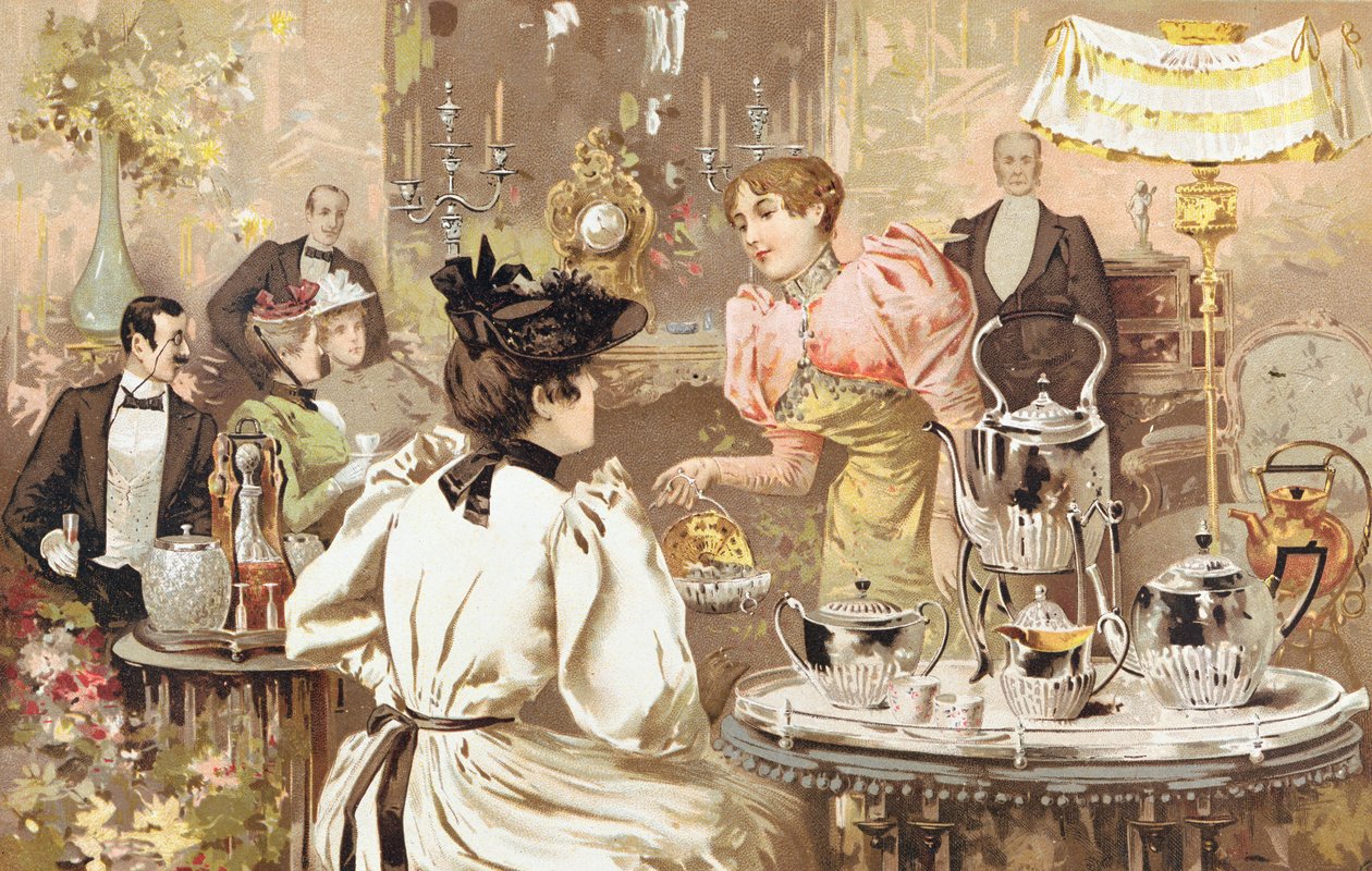 Cinco OClock Tea, anúncio de Kirby, Beard & Co., rue Auber, Paris, 1893 de French School