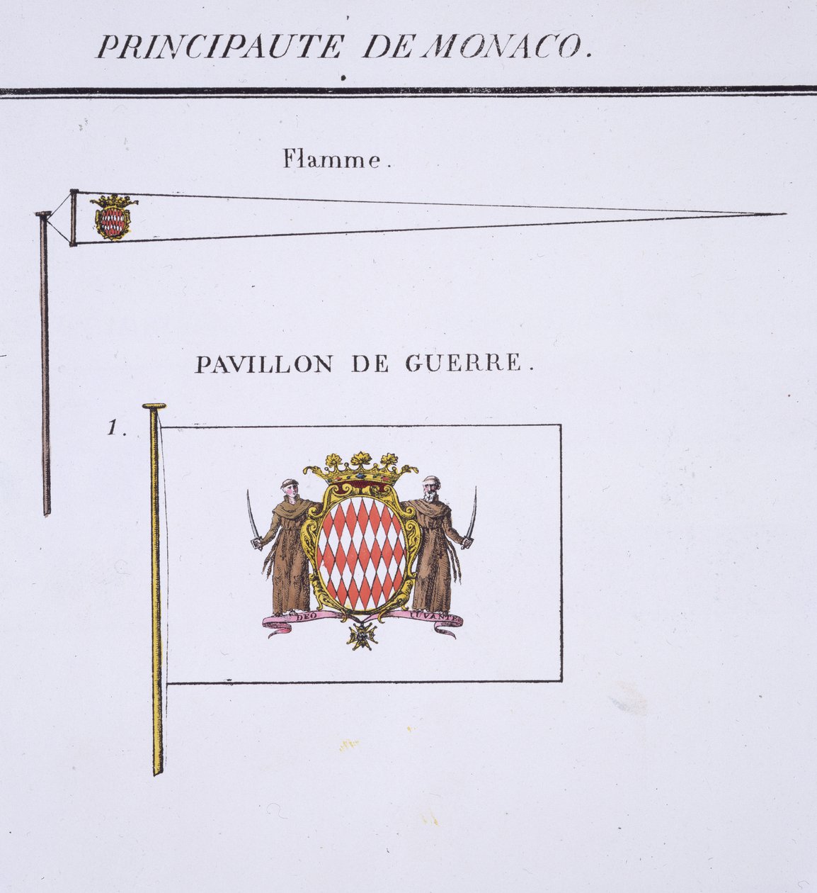 Bandeiras de Mônaco, de um livro francês de bandeiras, c.1819 de French School