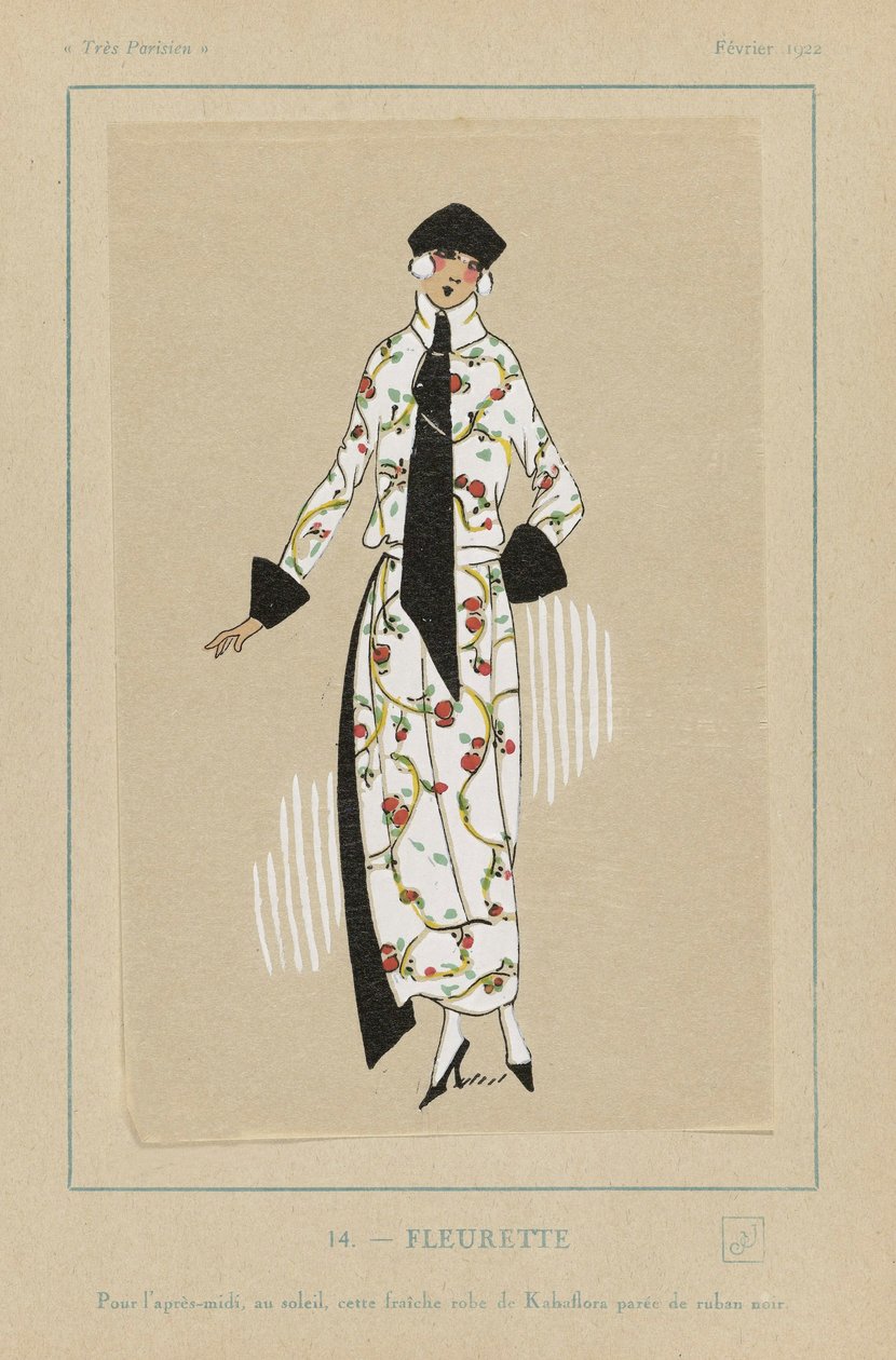 Fleurette, bar. Impressão em estêncil de 1922. de French School