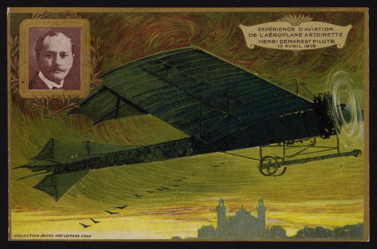 Voo do avião Antoinette de Henri Demanest, França de French School