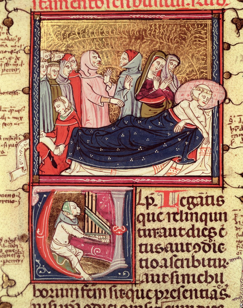 Fol.195v Um homem morrendo que dita sua vontade, de Justiniani em Fortiatum de French School