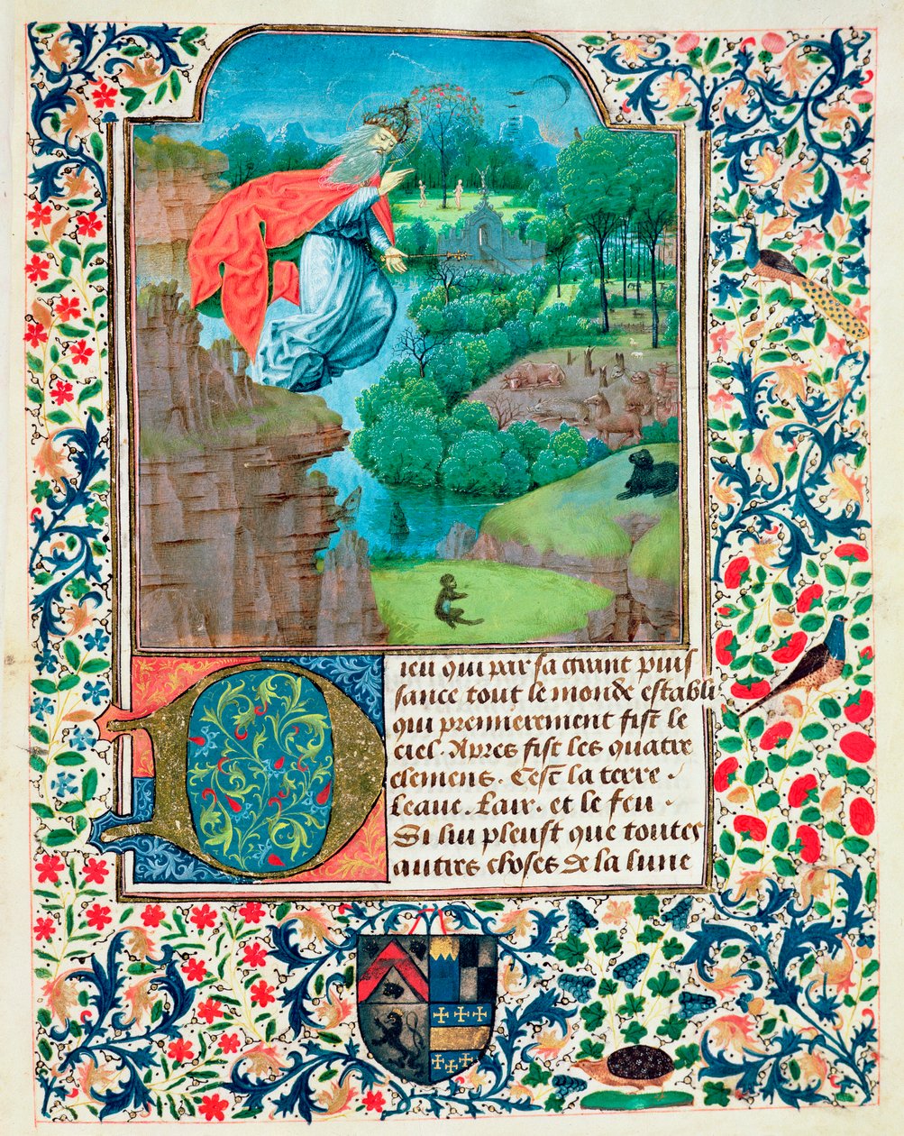 Fol.1 A Criação do Mundo, de Traite de Medecine de Aldebrande de Florence, 1356 de French School