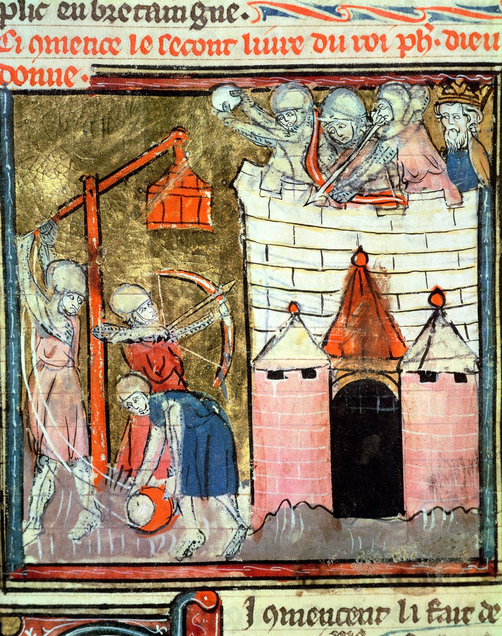 Fol.261v Cerco do Castelo de Chinon, das Grandes Crônicas da França, 1375-79 de French School