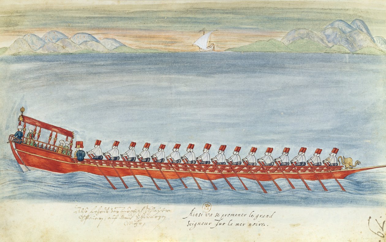 Fol.79 O Grande Senhor no Mar Negro, a partir dos fatos e trajes dos países orientais e dos aparentes de diferentes estados, cópia de um original de 1513 de French School