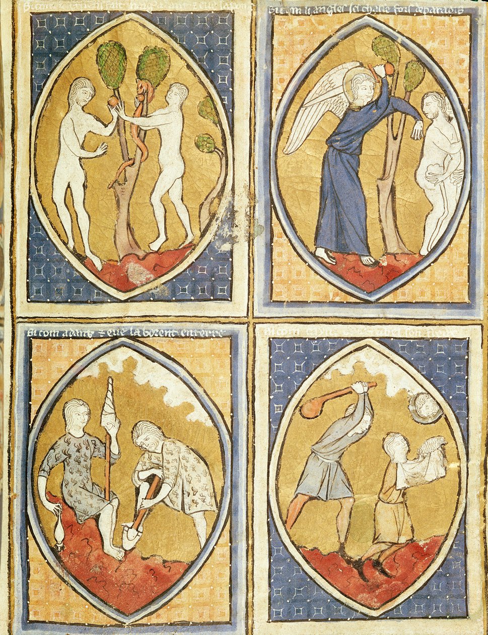 Fol.93r A história de Adão e Eva, da Image du Monde de French School