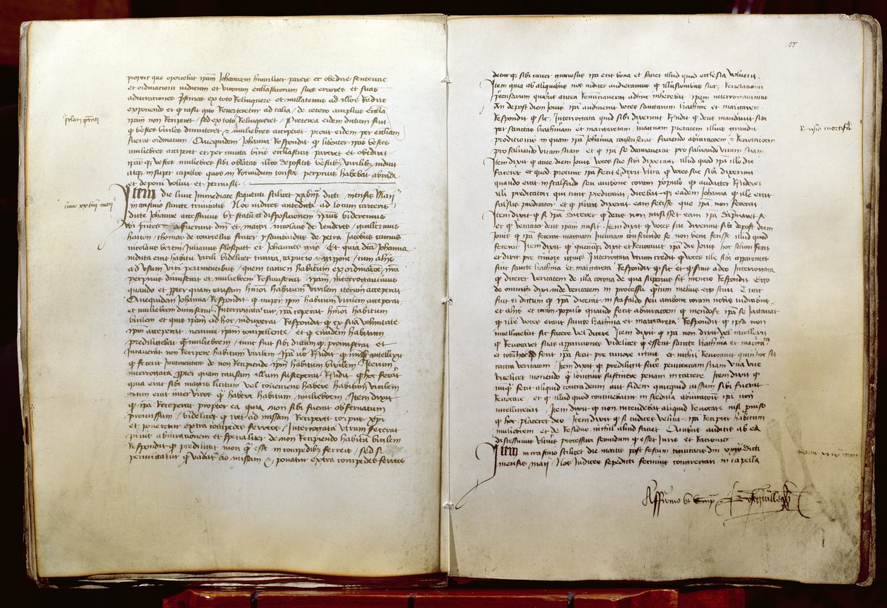 Fólio 108 do Julgamento da Recaída de Joana d&39;Arc, 28 de maio de 1431 de French School