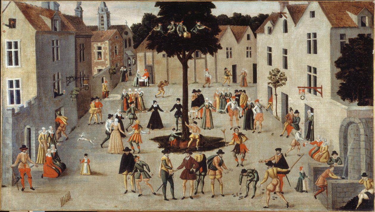 Festa popular à volta de uma árvore, ca. 1560 (óleo) de French School