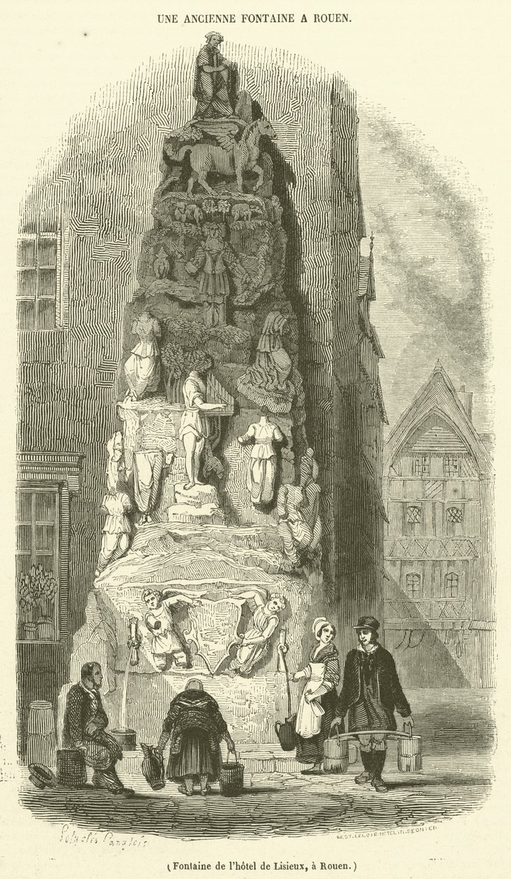Fonte do Hotel de Lisieux, Rouen (gravura) de French School