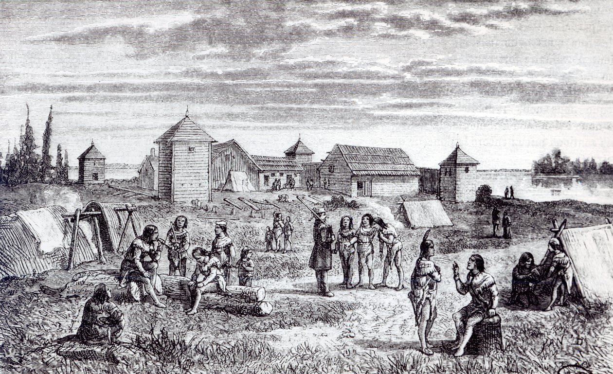 Fort Youkon, uma estação comercial da Companhia da Baía de Hudson, século XIX de French School