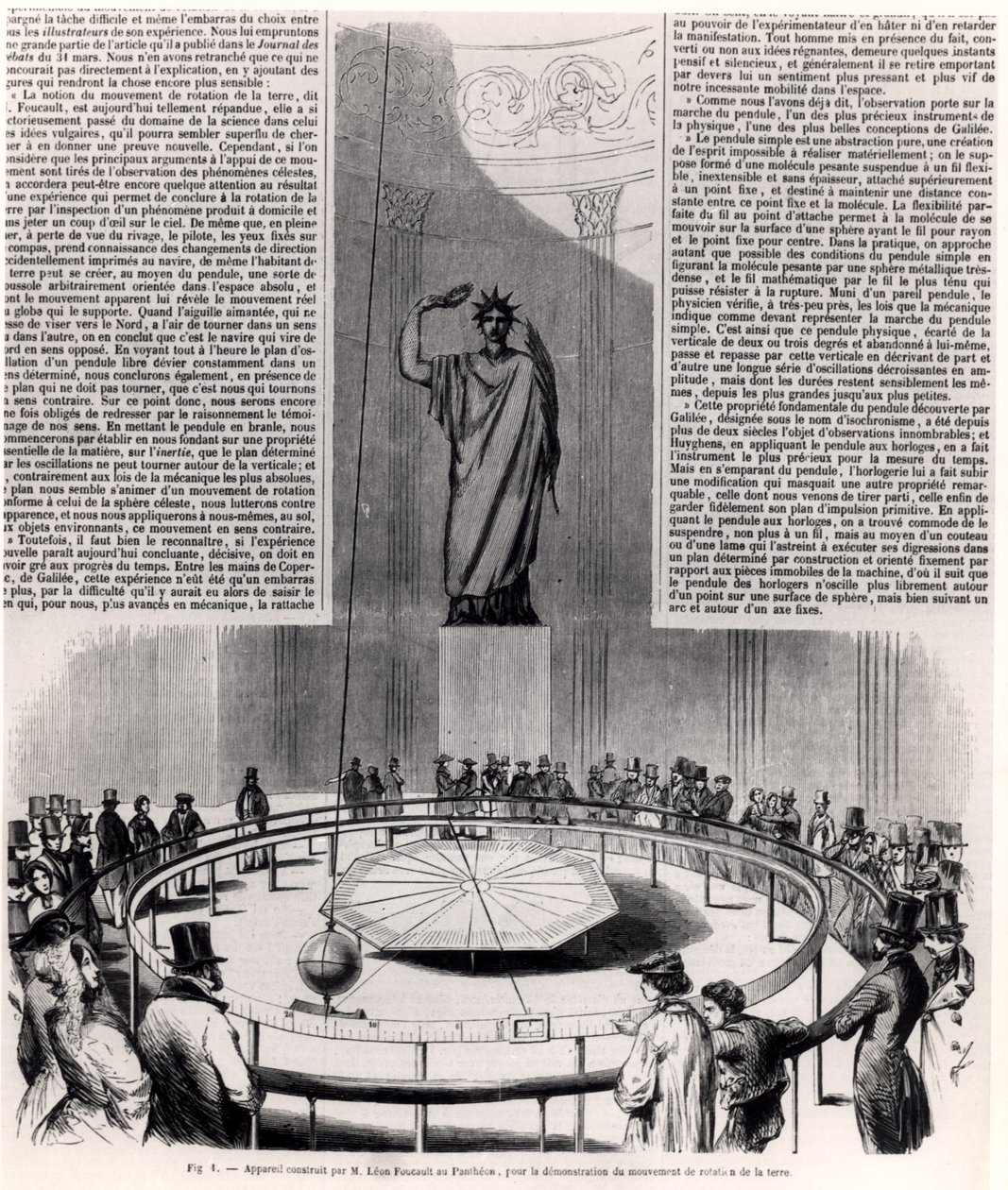 Pêndulo de Foucault no Panteão de Paris, c.1852 de French School