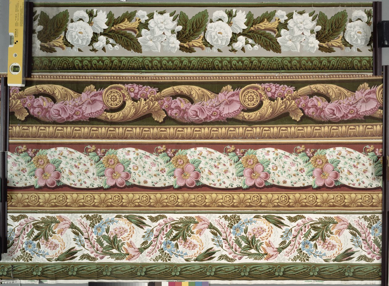 Quatro desenhos de borda de papel de parede, ca. 1820-1835, de French School