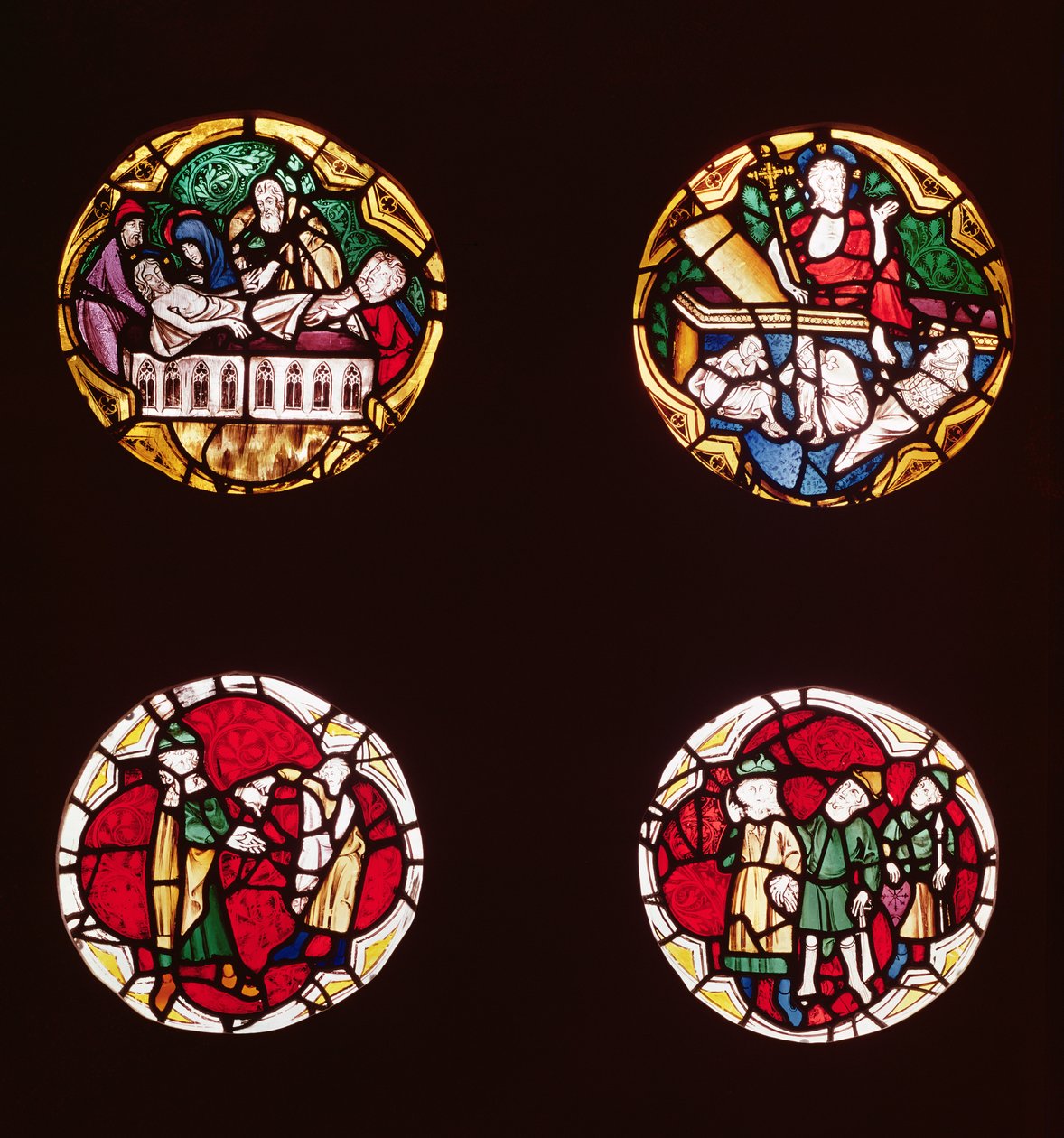 Quatro janelas retratando cenas da vida de Cristo, da Chapelle du Rosaire de French School