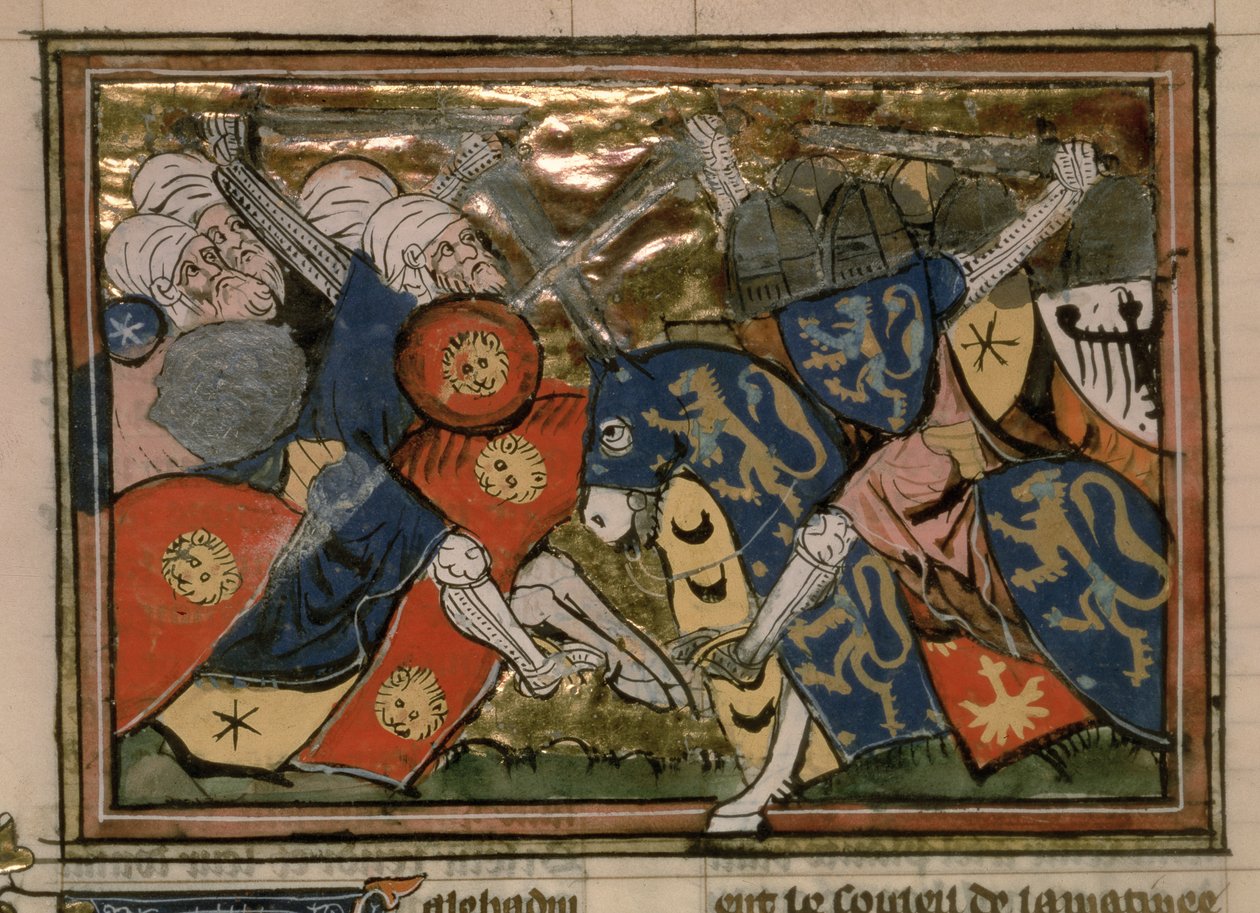 Fr 22495 f.235v, Batalha de Jerusalém em 1187, de Le Roman de Godefroi de Bouillon de French School