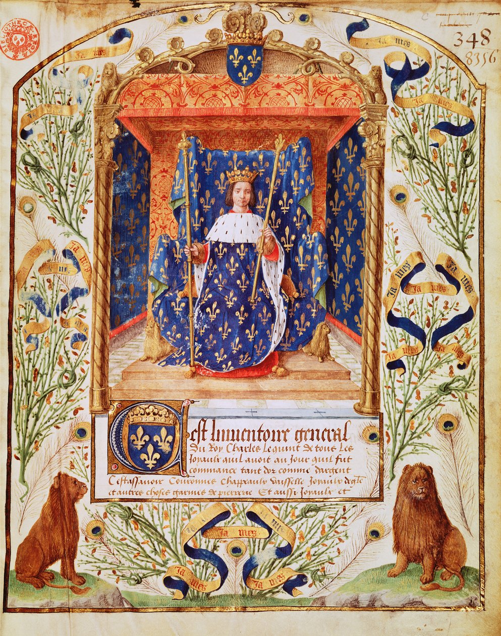 Fr 2705 fC Frontispício de um inventário do tesouro pertencente a Carlos V da França, 1379 de French School