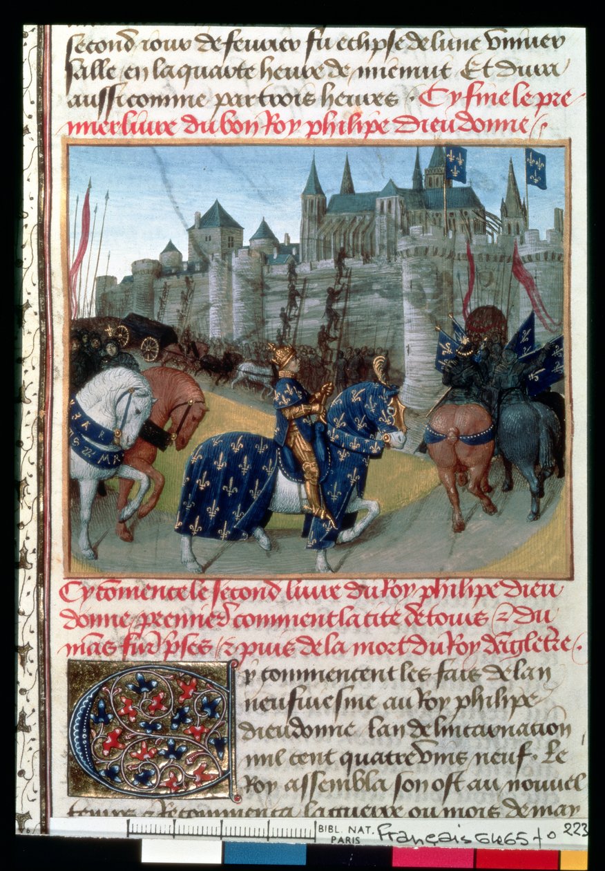 Fr 6465 f.223 Tomada de Tours por Philippe Auguste (1165-1223) Rei da França em 1202 de French School