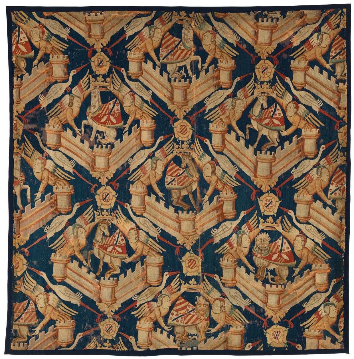 Fragmento de uma tapeçaria heráldica representando as armas de Beaufort, Turenne e Comminges, fabricada em Paris ou Arras (lã) de French School