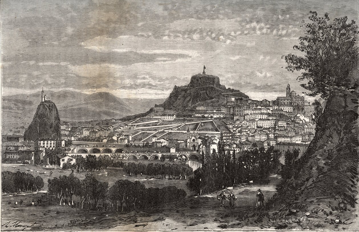 França, Auvergne, Haute-Loire (43), Le Puy en Velay (Le- Puy-en-Velay) - gravura em "La France illustree: geographie, histoire, administration statistique" de V.A. Malt-Brown. 1884 de French School