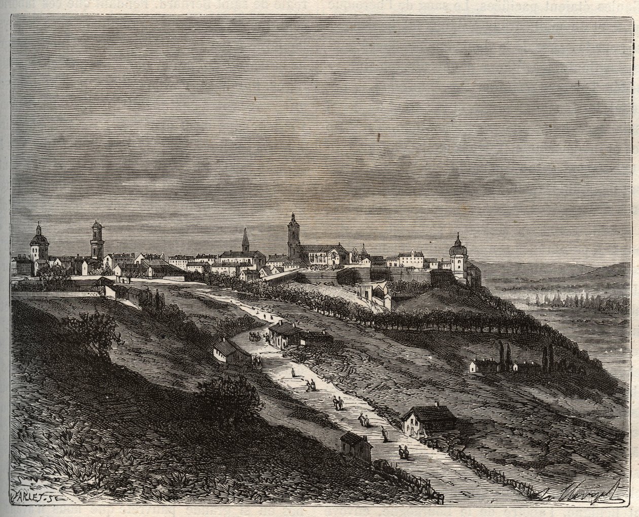 França, Champagne-Ardenne, Haute-Marne (52), Langres - gravura em "La France illustree: geographie, histoire, administration statistique" de V.-A. Malt-Brown. 1884 de French School