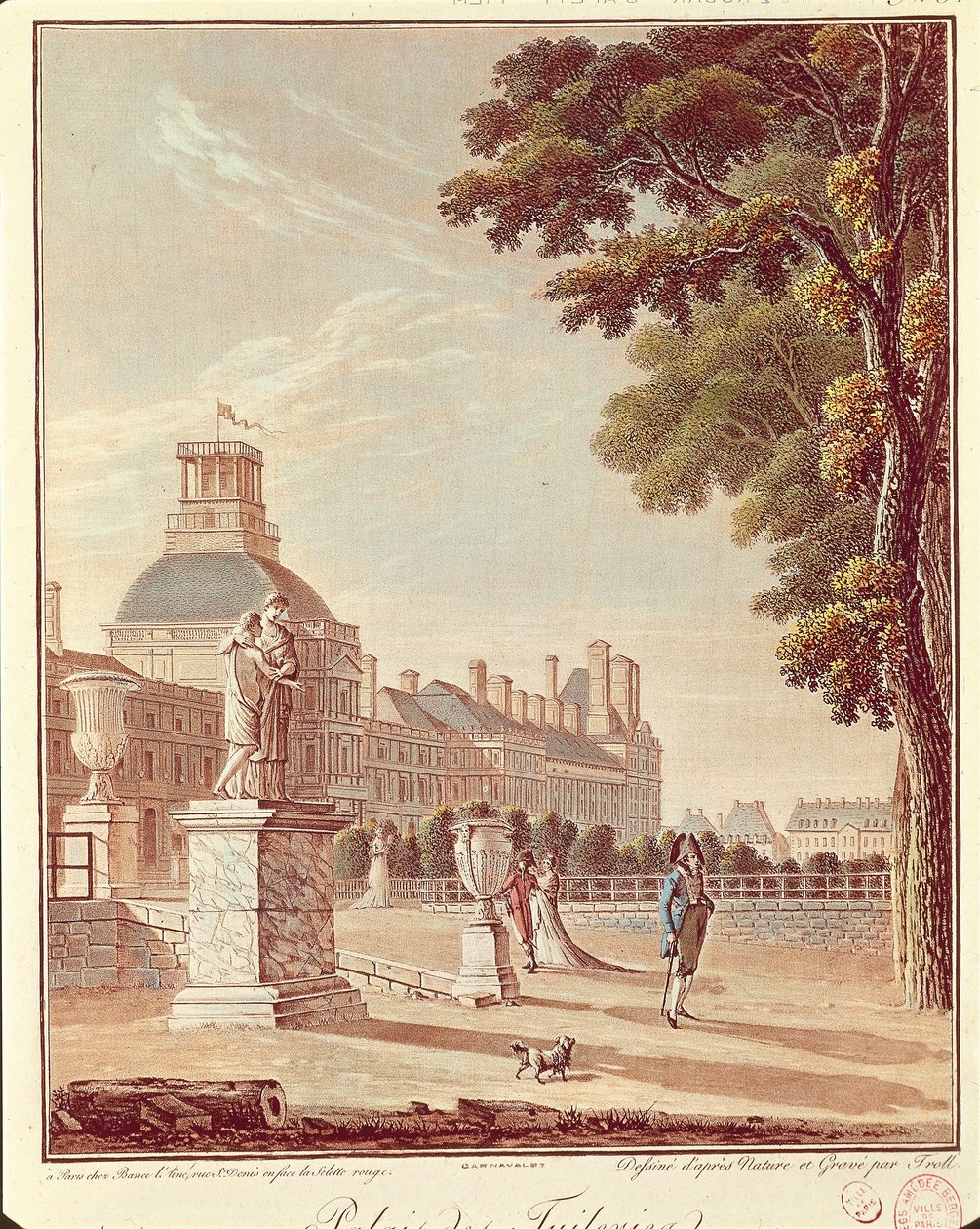 França, Paris, Palácio de Tuileries, Gravura de French School