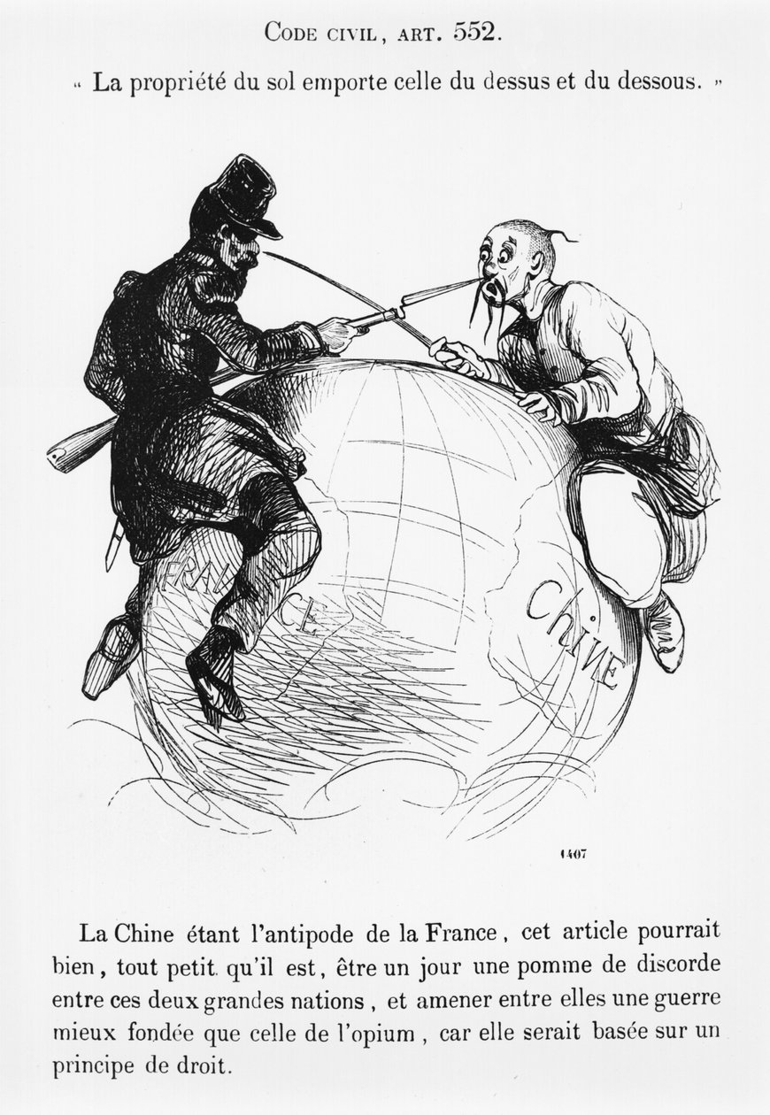 França e China, caricatura do Musée Philippon, c.1850-60 de French School