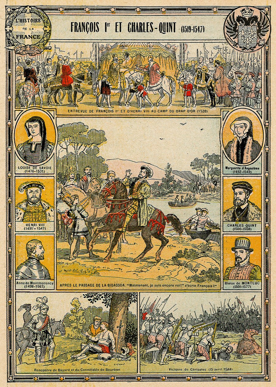 Francisco I de França e Carlos V, Sacro Imperador Romano, ilustração do 