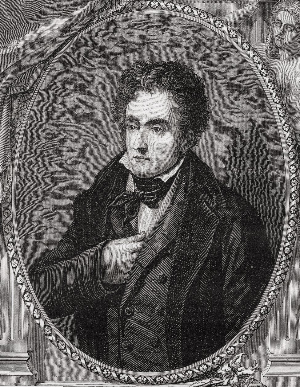 Francois-Rene, visconde de Chateaubriand (1768-1848) de "História da Revolução Francesa" por Louis Blanc (1811-1882) de French School