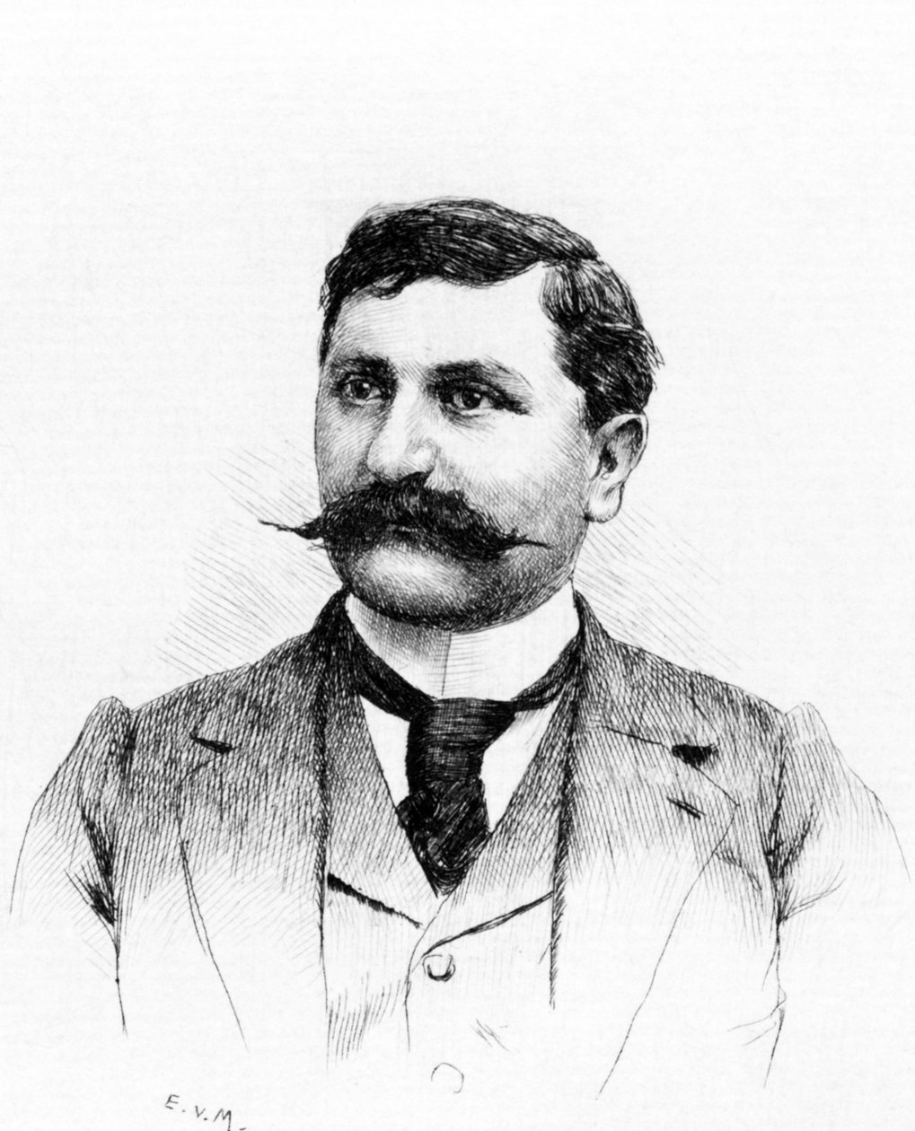 François DE NION (1856-1923), romancista e dramaturgo francês. Desenho de Everet Louis Van Muyden (1853-1922). Gravura de 1900 de French School