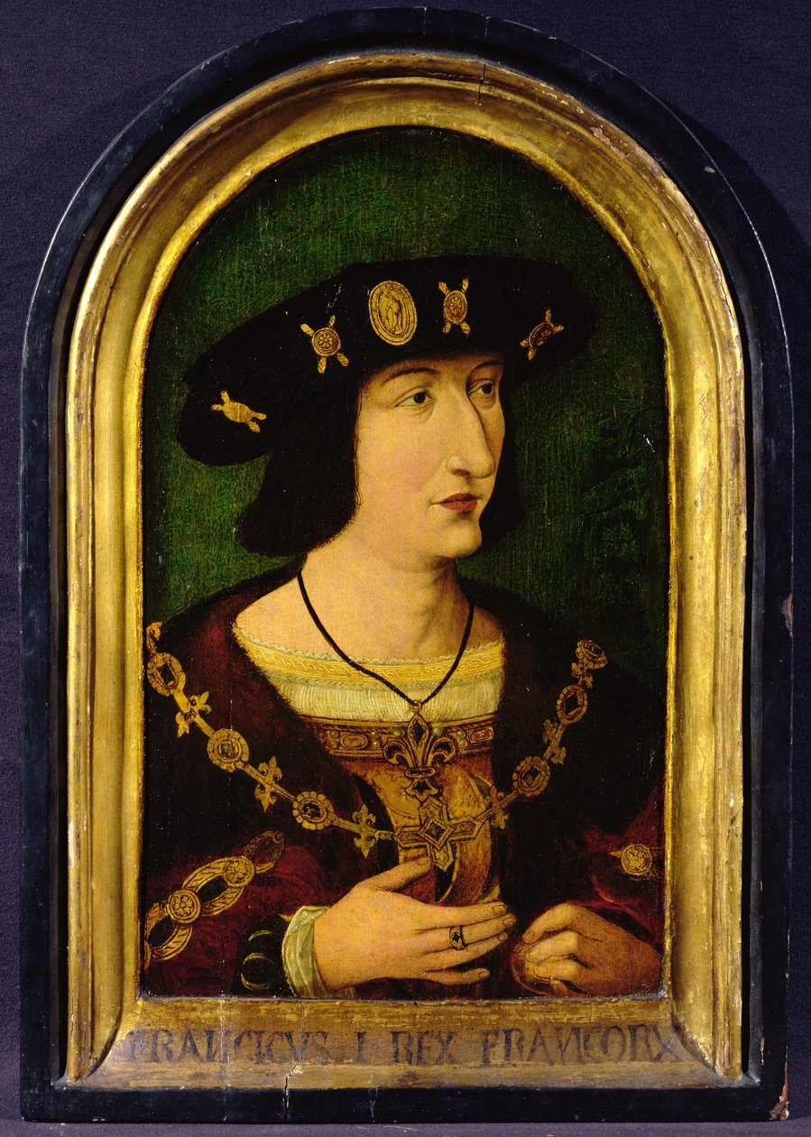 François I (1494-1547) Rei da França (1515-47) c.1520 (óleo sobre painel) de French School