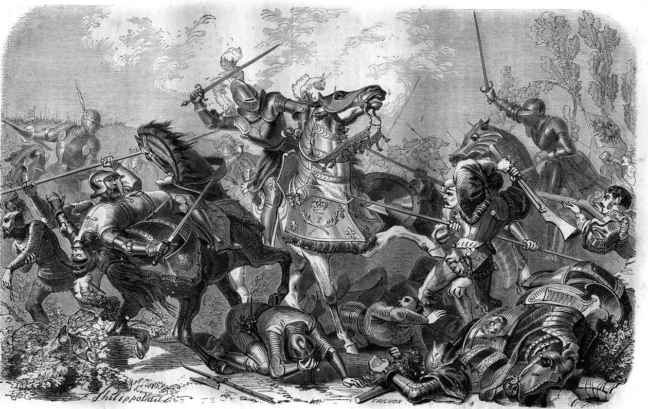 François I (1494-1547), rei de França, feito prisioneiro na Batalha de Pavia em 24 de fevereiro de French School
