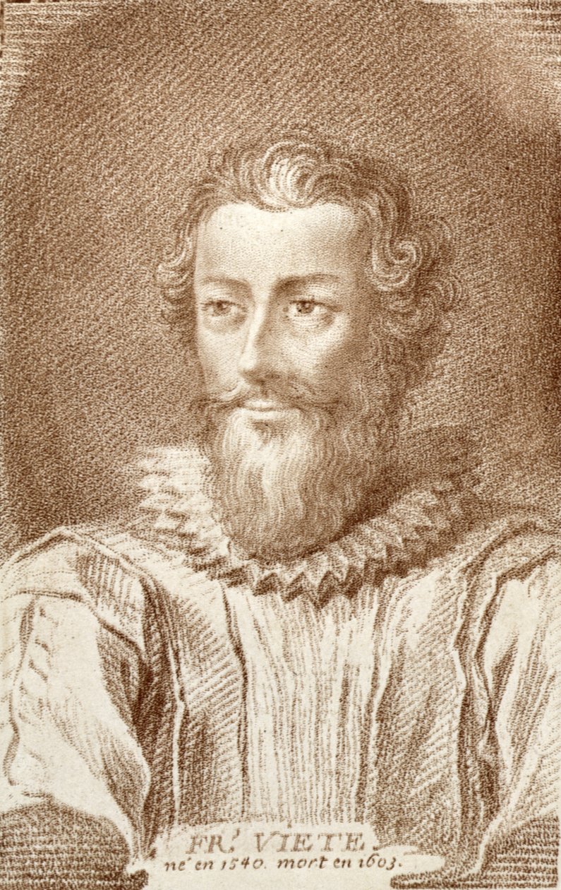 François Viete (1540-1603), ilustração da História dos Matemáticos por Alexandre Saverien (1720-1805), publicado em Paris, 1766 de French School