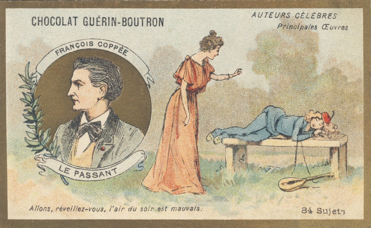 François Coppee (1842-1908), poeta, dramaturgo e romancista francês, autor de "Le passant", comédia em um ato, em verso (1869) de French School