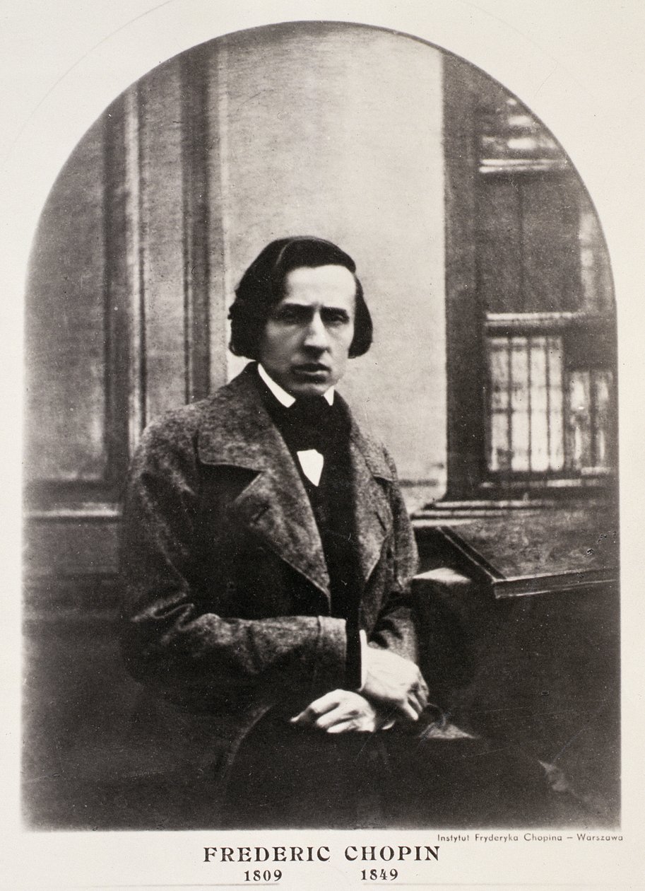 Frederic Chopin (1810-49) gravado a partir de um daguerreótipo (fotogravura) de French School