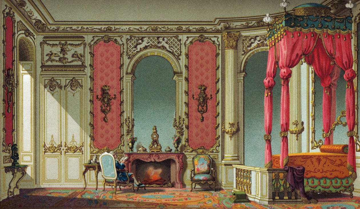 Interior do lar francês do século XVIII de French School