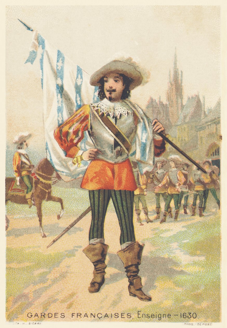 Guardas franceses, alferes em 1630 (Regiment d&39;infanterie de la Maison du Roi de France, criado em 1563 e dissolvido em 1789) de French School