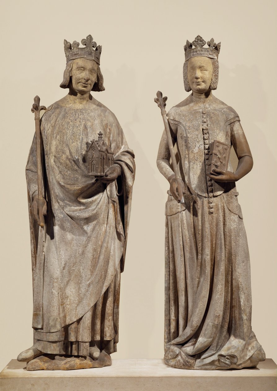 Rei francês Carlos V e Joana de Bourbon (pedra) de French School