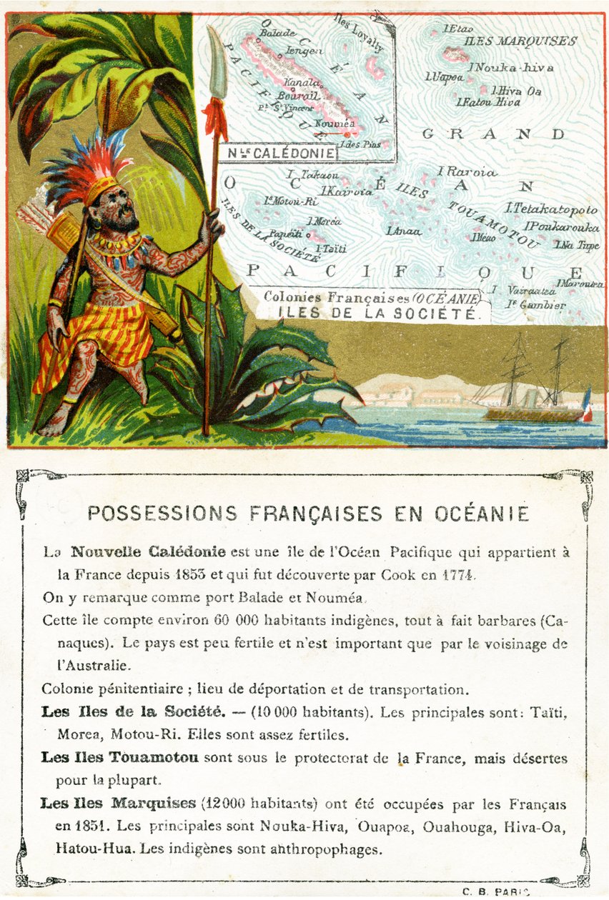 Possessões francesas na Oceania, c.1890 de French School