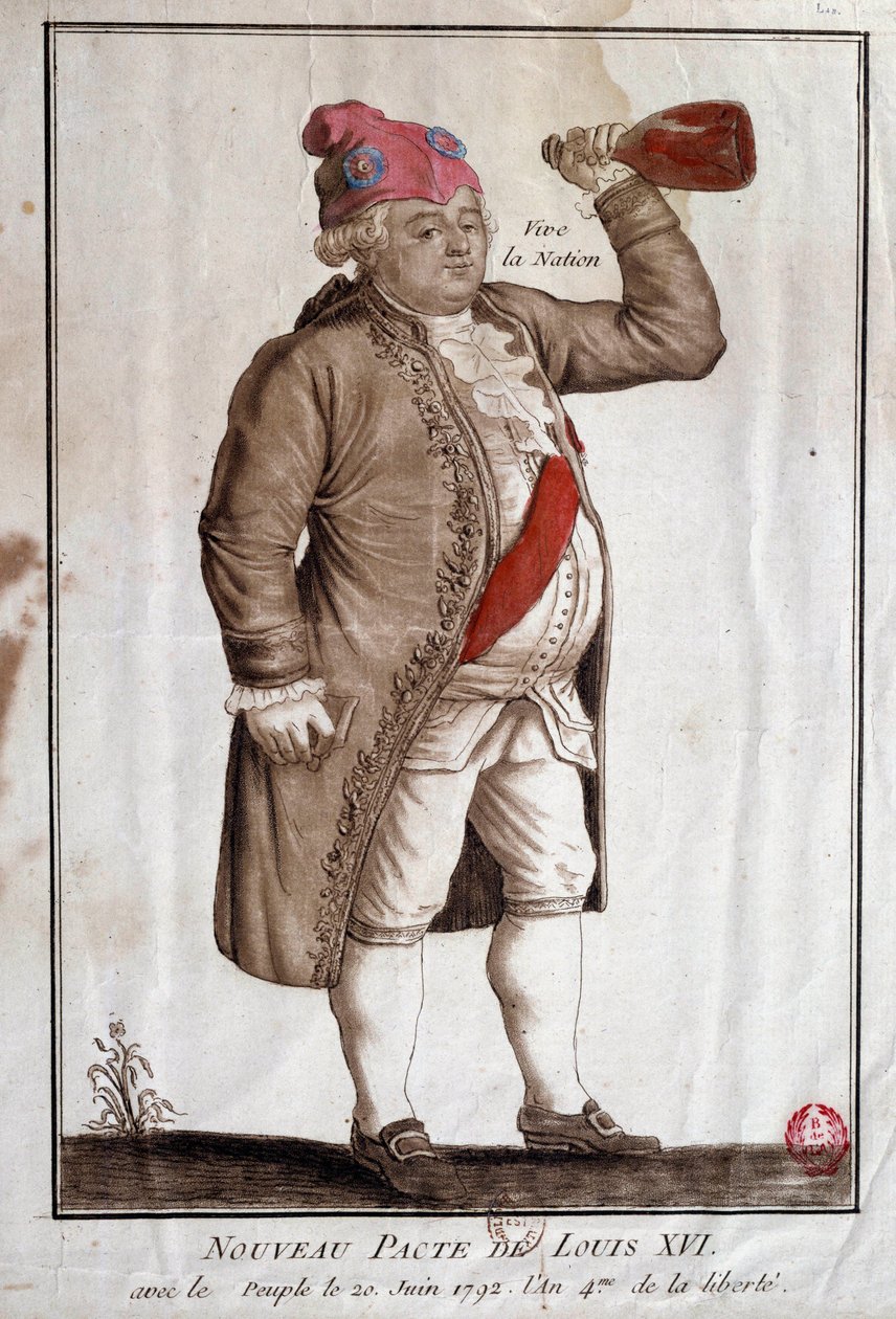 Revolução Francesa: "Novo Pacto de Luís XVI com a Nação (20/06/1792)" Gravura anónima do século XVIII. Paris, Biblioteca do Arsenal de French School