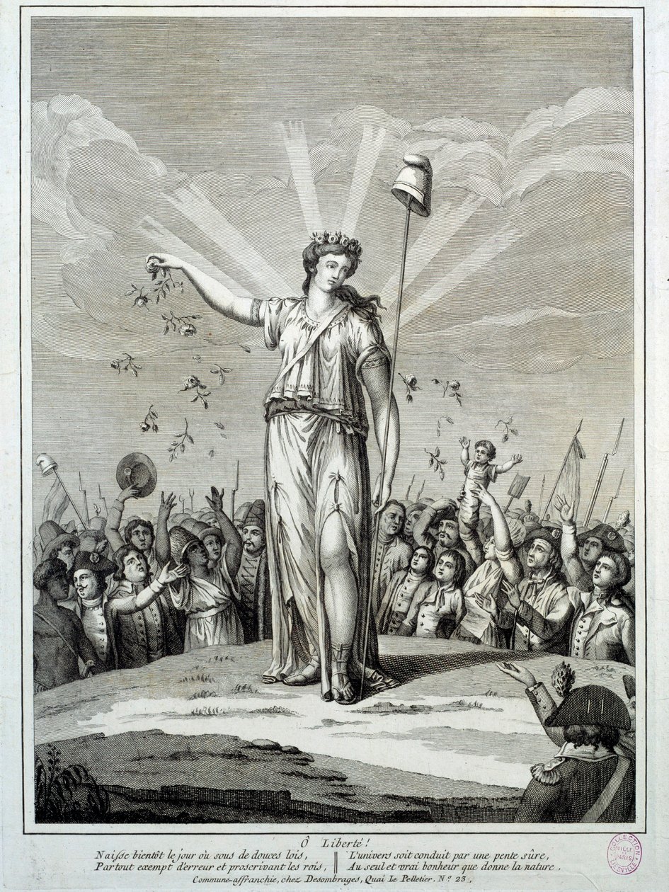 Revolução Francesa: "O liberte" Hommage à la Liberte. Gravura do século XVIII Paris, Museu Carnavalet de French School