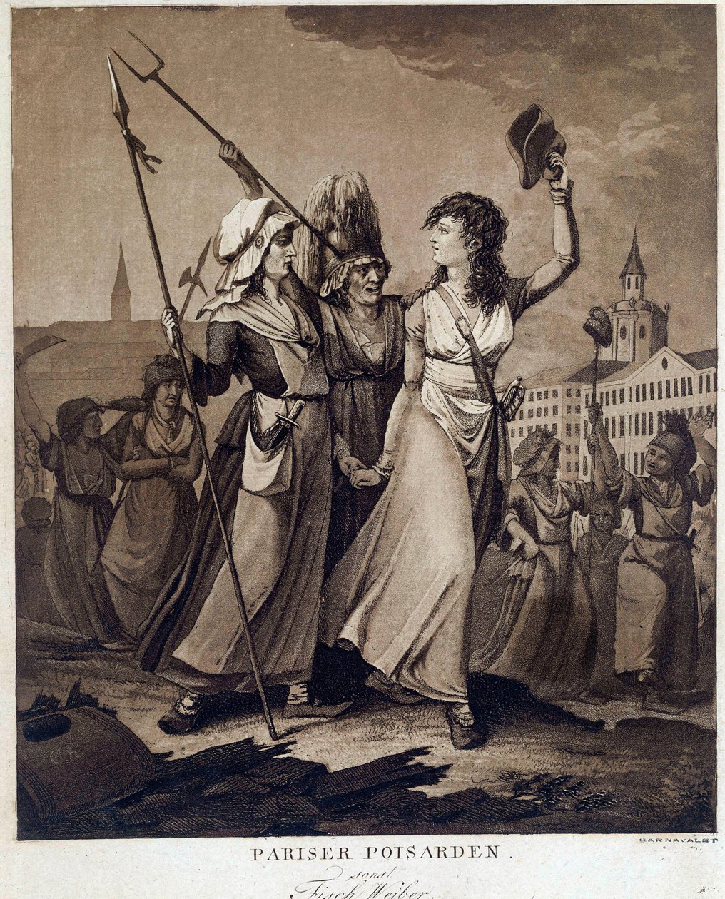 Revolução Francesa: "Parisian poissardes" Imprimir por volta de 1789 Paris, Musee Carnavalet de French School