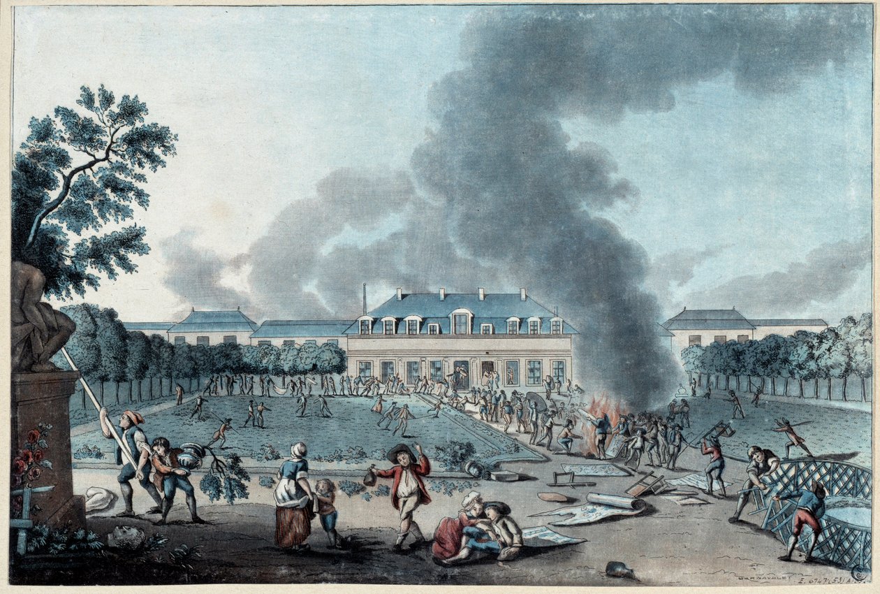 Revolução Francesa: "Pillage de la fabrication de wallpaper de Reveillon 28 de Abril de French School